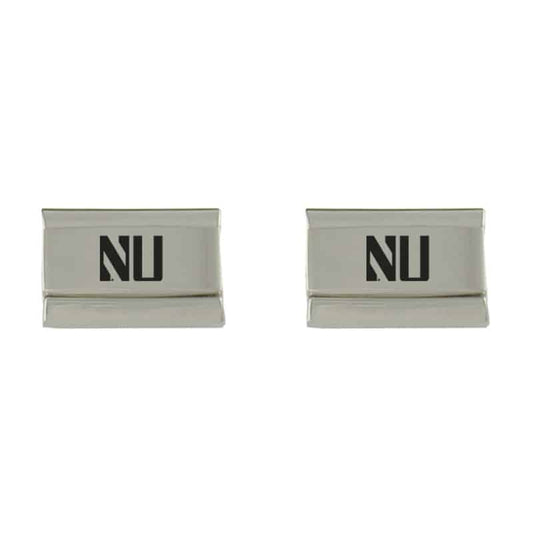 Northwestern Wildcats Laser Engraved Silver Cufflink Set with Stylized NU Design