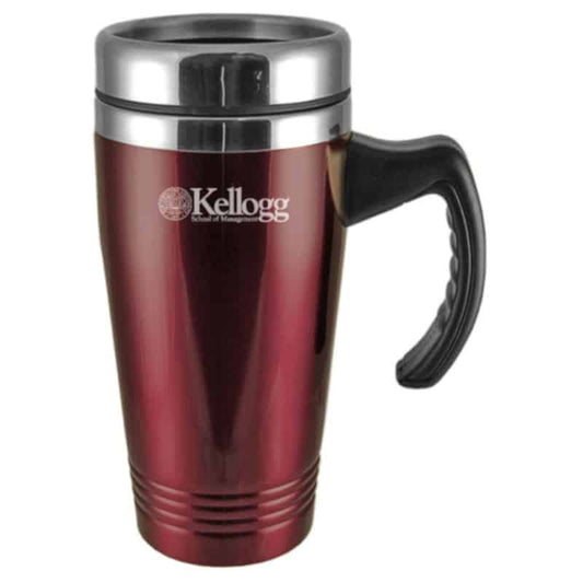 Northwestern Wildcats Laser Engraved Burgandy 16oz Stainless-Steel Tumbler Mug with Handle & Kellogg Design