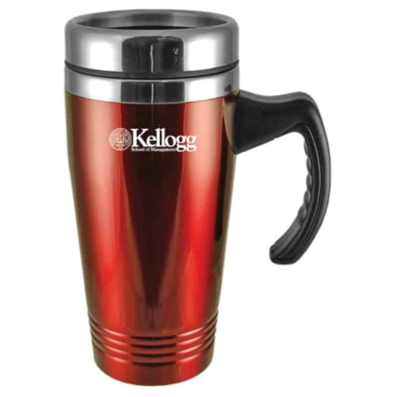 Northwestern Wildcats Laser Engraved Red 16oz Stainless-Steel Tumbler Mug with Handle & Kellogg Design