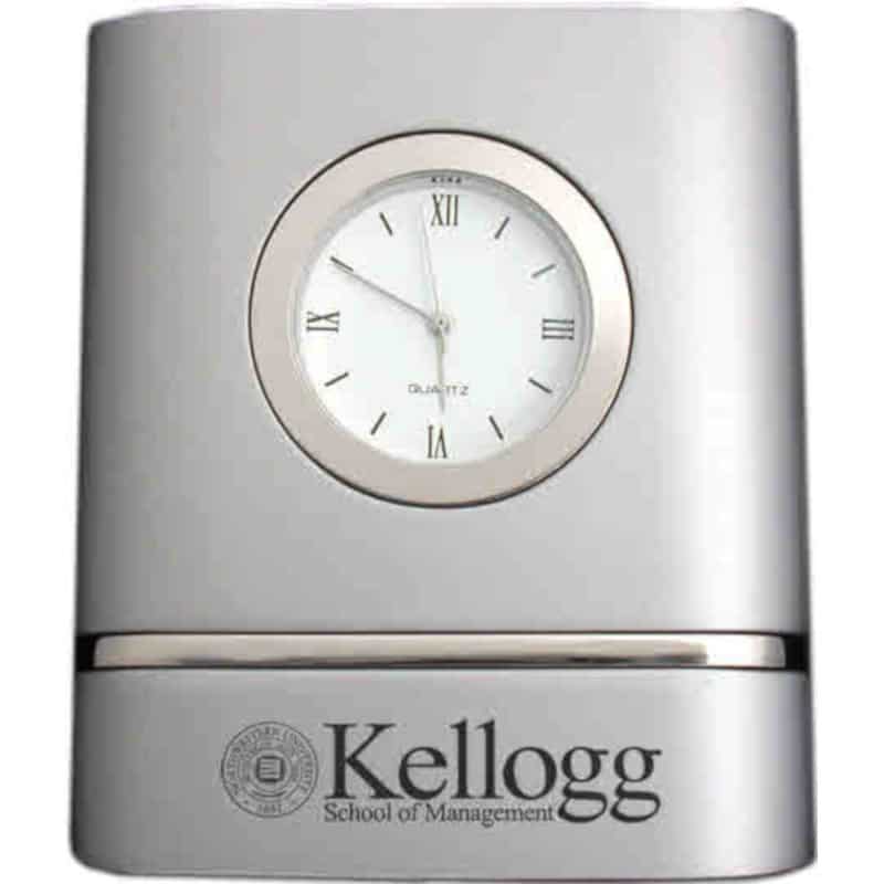 Northwestern Wildcats Laser Engraved Trillium Two-Toned Desk Clock with Kellogg Design