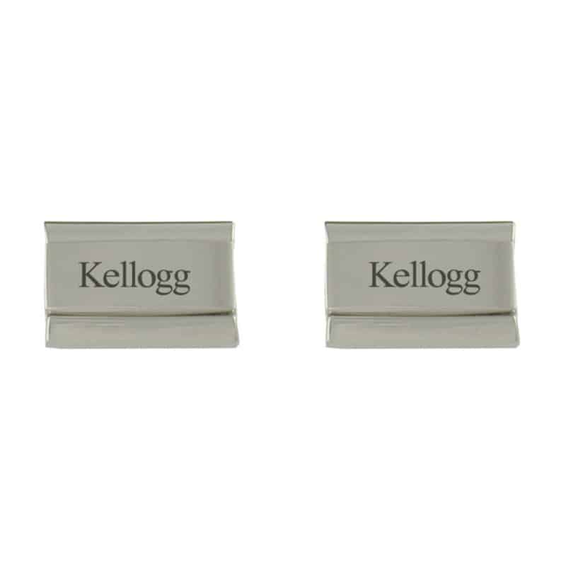 Northwestern Wildcats Laser Engraved Silver Cufflink Set with Kellogg Design