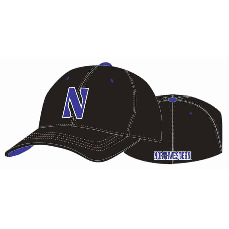 Northwestern Wildcats Black Flexfit Hat with Stylized N Design