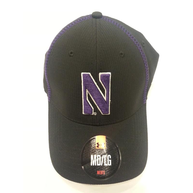 Northwestern Wildcats Under Armour Black Flex-Fit Hat with Stylized N Design