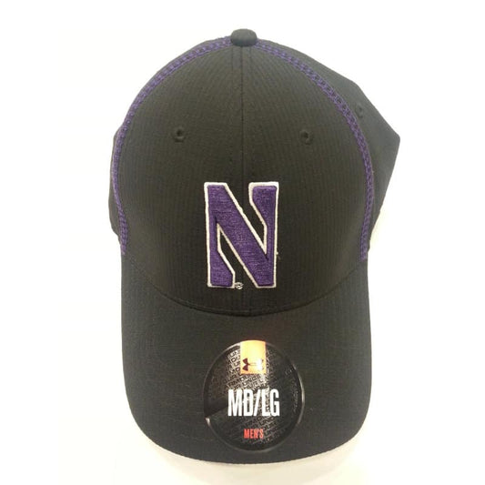 Northwestern Wildcats Under Armour Black Flex-Fit Hat with Stylized N Design