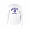 Northwestern University Wildcats White Long Sleeve Tee Shirt with Basketball Design