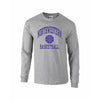 Northwestern University Wildcats Grey Long Sleeve Tee Shirt with Basketball Design