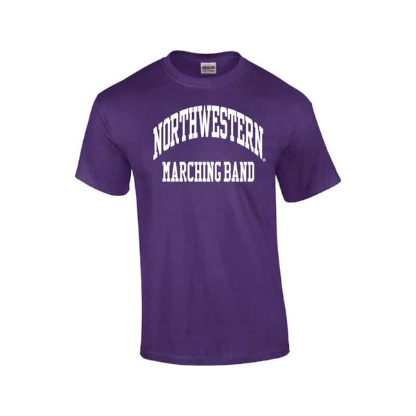 Northwestern University Wildcats Purple Short Sleeve Tee Shirt with Marching Band Design