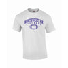 Northwestern University Wildcats White Short Sleeve Tee Shirt with Football Design