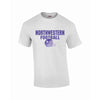 Northwestern University Wildcats White Short Sleeve Tee Shirt with Football Helmet Design