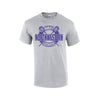 NW2901 Northwestern University Wildcats Grey Short Sleeve Tee Shirt with Women's Lacrosse Design