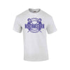 NW2902 Northwestern University Wildcats White Short Sleeve Tee Shirt with Women's Lacrosse Design