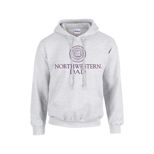 Northwestern University Wildcats Light Grey Hooded Sweatshirt With Dad Design
