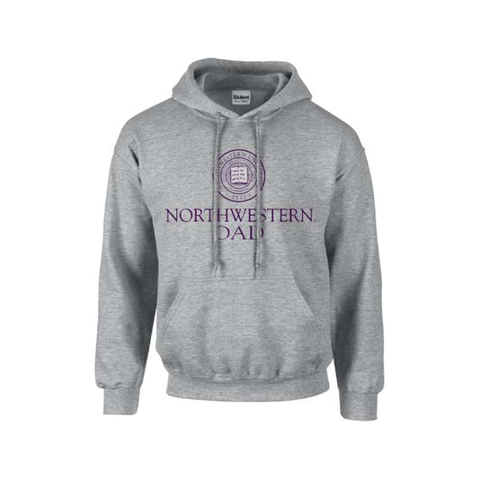 Northwestern University Wildcats Dark Grey Hooded Sweatshirt With Dad Design