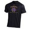 Northwestern University Wildcats Men’s Under Armour Tactical Tech™ Black Short Sleeve T-Shirt with Gothic Design with Stylized N