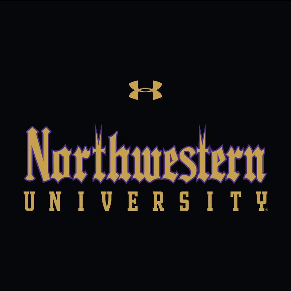 Northwestern University Wildcats Men’s Under Armour Tactical Tech™ Black Long Sleeve T-Shirt with Northwestern University Gothic Design