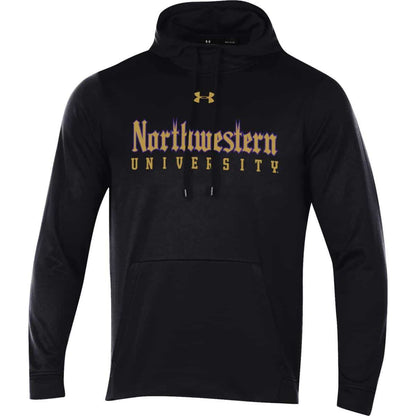 Northwestern University Wildcats Men’s Under Armour Tactical Tech™ Black Hooded Sweatshirt with Northwestern University Gothic Design