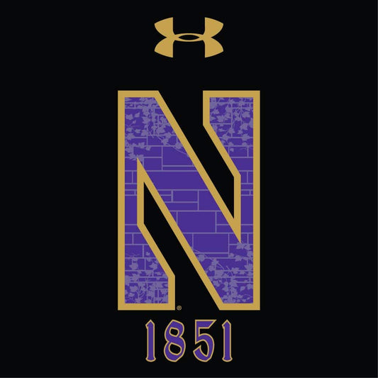 Northwestern University Wildcats Men’s Under Armour Tactical Tech™ Black Hooded Sweatshirt with Stylized N Gothic Design