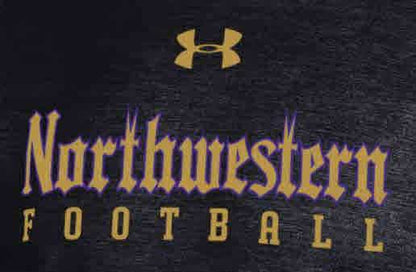 Northwestern University Wildcats Youth Under Armour Tactical Tech™ Black Long Sleeve T-Shirt with Northwestern Football Gothic Design