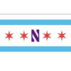 Northwestern University Wildcats 3'X5' Chicago Flag with Northwestern Purple N in the Middle