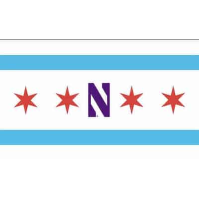Northwestern University Wildcats 3'X5' Chicago Flag with Northwestern Purple N in the Middle