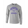 Northwestern University Wildcats Grey Long Sleeve Tee Shirt with Baseball Design