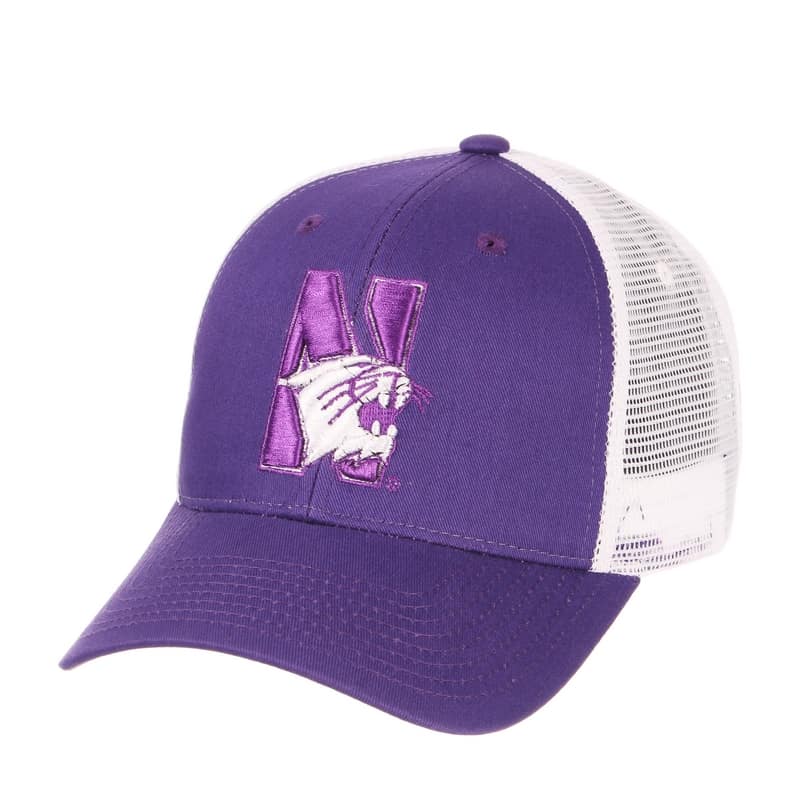 Northwestern Wildcats Zephyr Constructed Adjustable Purple/White Trucker Mesh Hat with N-Cat Design