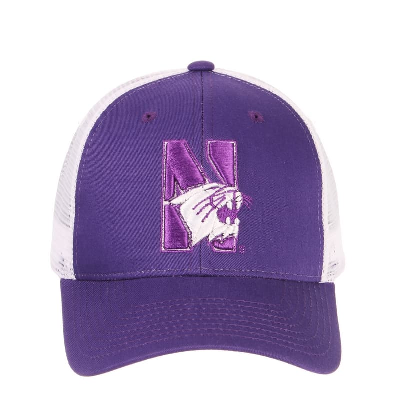 Northwestern University Wildcats Zephyr Constructed Adjustable Purple/White Trucker Mesh Hat with N-Cat Design