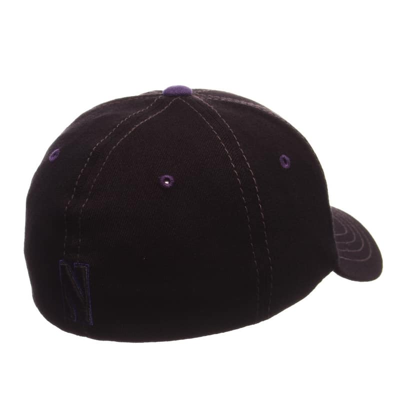 Northwestern University Wildcats Zephyr Constructed Flex Fit Onyx Black Hat with Tonal N-Cat Design