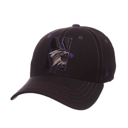 Northwestern Wildcats Zephyr Constructed Flex Fit Onyx Black Hat with Tonal N-Cat Design