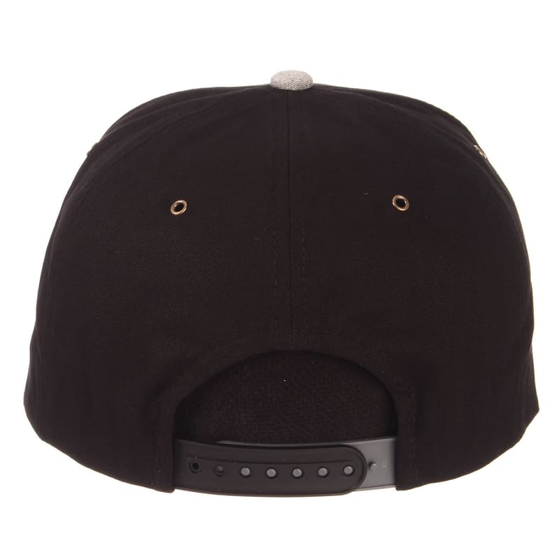 Northwestern University Wildcats Zephyr Constructed Adjustable Black/Grey Flat Brim Snapback Hat with Tonal N-cat Design