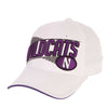 Northwestern Wildcats Zephyr Constructed Adjustable White Cotton Twill Hat with Oversized Wildcats Design