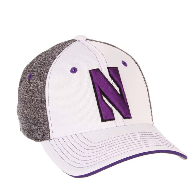 Northwestern University Wildcats Zephyr Constructed Flex Fit White/Charcoal Hat with Stylized N Design