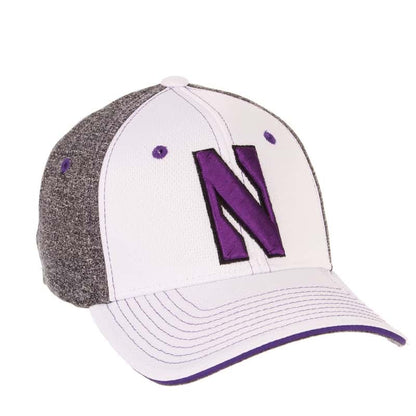 Northwestern University Wildcats Zephyr Constructed Flex Fit White/Charcoal Hat with Stylized N Design