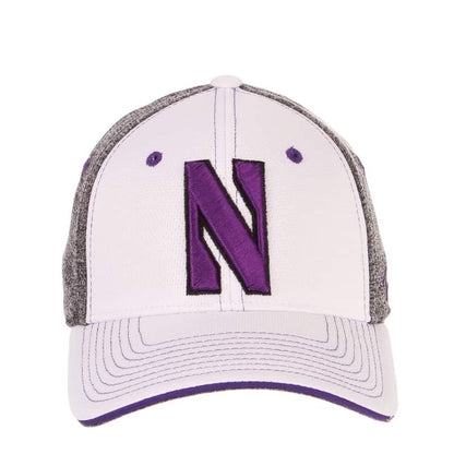Northwestern University Wildcats Zephyr Constructed Flex Fit White/Charcoal Hat with Stylized N Design