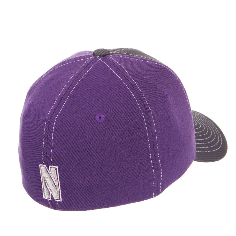 Northwestern University Wildcats Zephyr Constructed Flex Fit Charcoal/Purple Hat with Tonal N-Cat Design