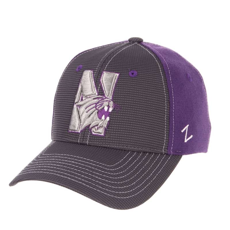Northwestern Wildcats Zephyr Constructed Flex Fit Charcoal/Purple Hat with Tonal N-Cat Design