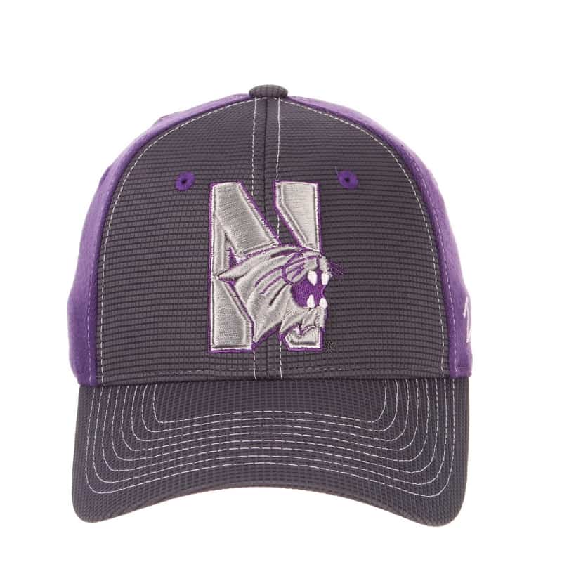 Northwestern University Wildcats Zephyr Constructed Flex Fit Charcoal/Purple Hat with Tonal N-Cat Design