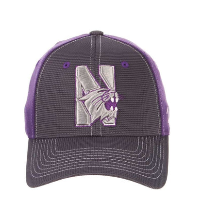 Northwestern University Wildcats Zephyr Constructed Flex Fit Charcoal/Purple Hat with Tonal N-Cat Design