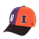 Northwestern University Wildcats House Divided Hat with Illinois Fighting Illini-Orange Panel