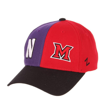 Northwestern University Wildcats House Divided Hat with Miami University RedHawks