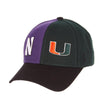 Northwestern University Wildcats House Divided Hat with Miami Hurricanes
