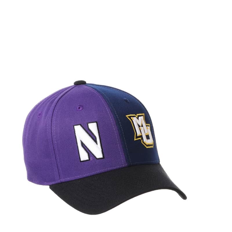 Northwestern University Wildcats House Divided Hat with Marquette Golden Eagles-2
