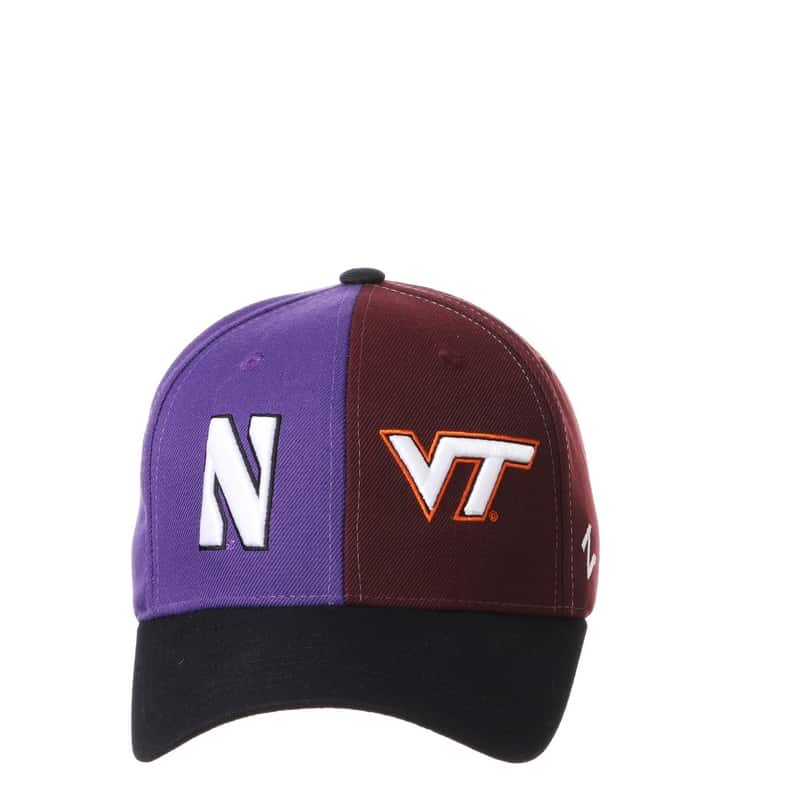Northwestern University Wildcats House Divided Hat with Virginia Tech Hokies-5
