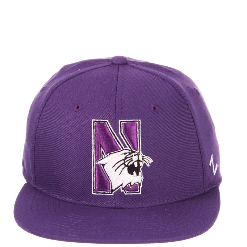 Northwestern Wildcats Zephyr Purple Fitted Hat with Stylized N-Cat Design
