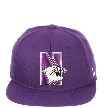 Northwestern Wildcats Zephyr Purple Fitted Hat with Stylized N-Cat Design