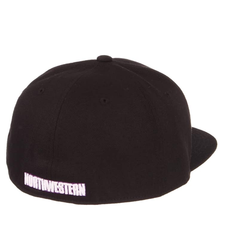 Northwestern Wildcats Zephyr Black Fitted Hat with Stylized N-Cat Design