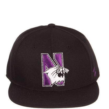 Northwestern University Wildcats Zephyr Black Fitted Hat with Stylized N-Cat Design