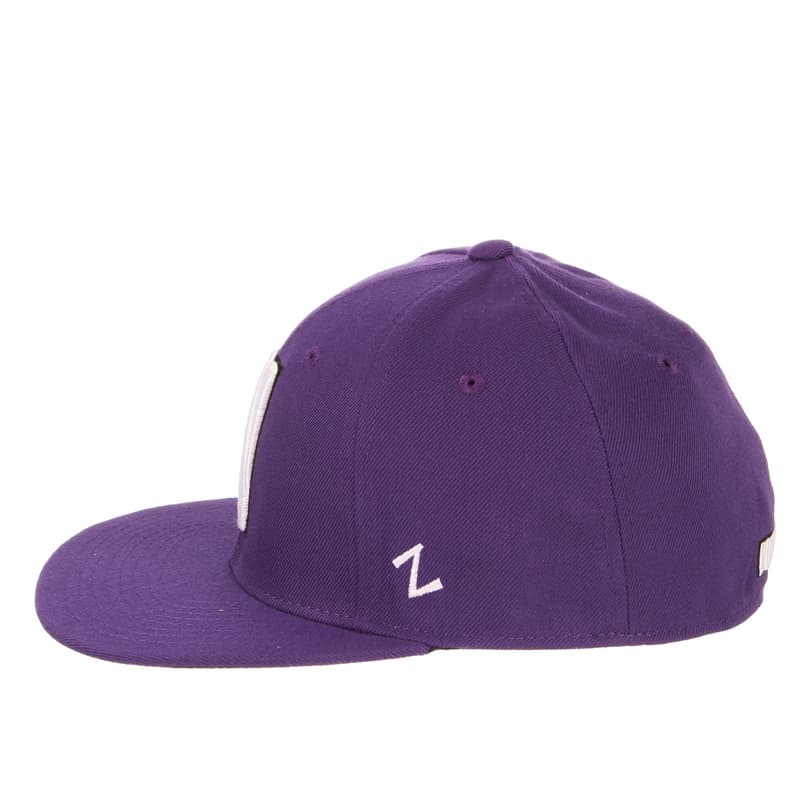 Northwestern University Wildcats Zephyr Purple Fitted Hat with Stylized N Design