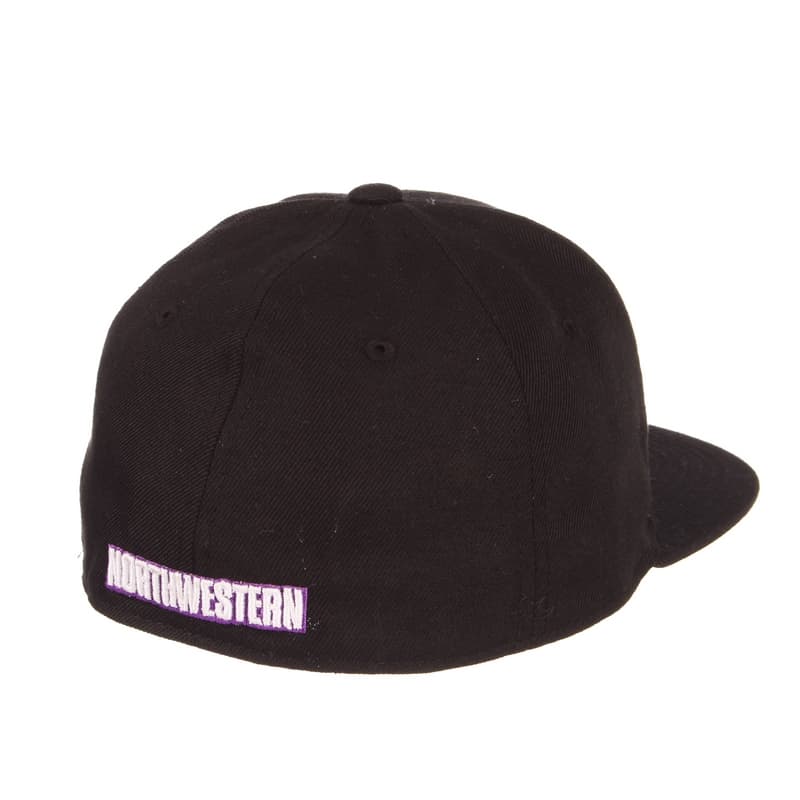 Northwestern Wildcats Zephyr Black Fitted Hat with Stylized N Design