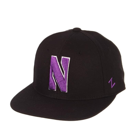 Northwestern Wildcats Zephyr Black Fitted Hat with Stylized N Design